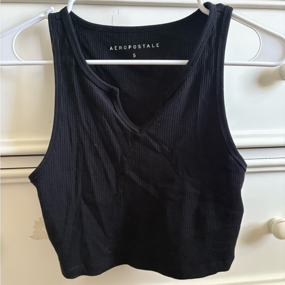 Aeropostale Black Fitted Crop Tank Top